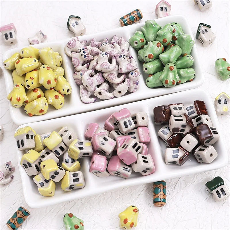 18MM Cabin Pastoral Style HighTemperature Ceramic Beads Loose Spacer Beads For Jewelry Making DIY Necklace Bracelet Accessories