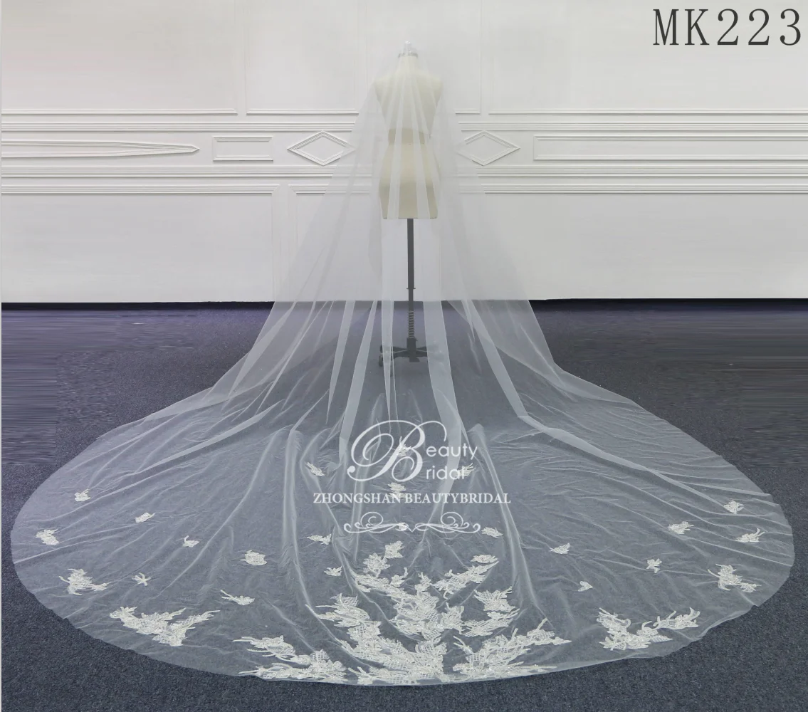 

Accessories Tulle Chapel Wedding Veil Lace Edge Bridal With Comb Veu De Noiva223