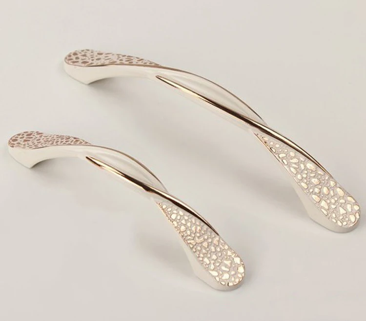 European Lvory White Rose Gold Furniture Handle Kitchen Cabinets Knob Drawer Wardrobe Cupboard Sliding Door Dresser Pull Handles