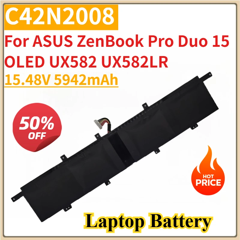 

New Laptop Battery C42N2008 15.48V 5942mAh for ASUS ZenBook Pro Duo 15 OLED UX582 UX582LR Series XS74T UX582LR-H2002TS H2003R
