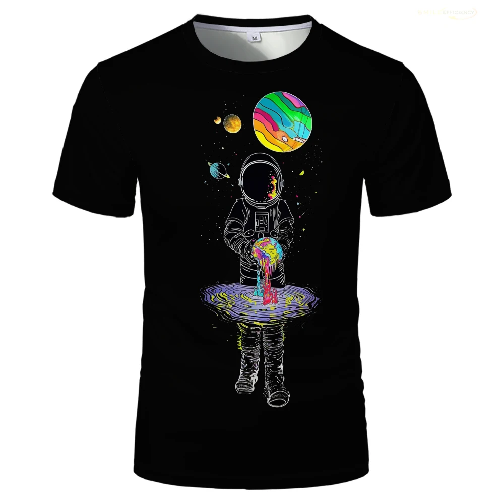 2024 New Interesting Space Astronaut Graphic T-Shirts  Unisex Casual Breathable Sports Tops Funny Cartoon Kid Trend T Shirt