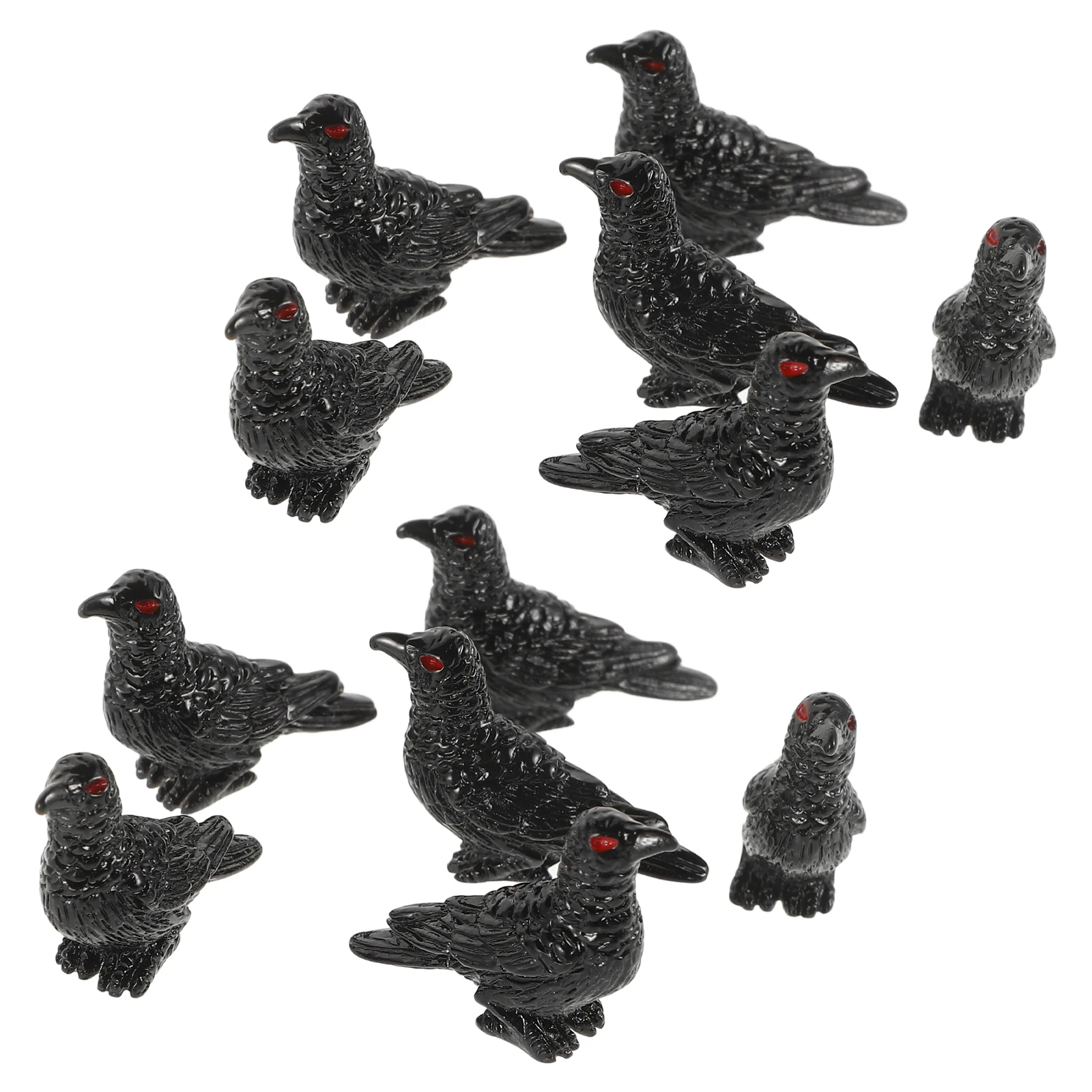 

12pcs Resin Crow Ornament Halloween Bird Statue Sand Table Decor Mini Mini Resin Bird Garden Gothic Spooky Desktop Toys