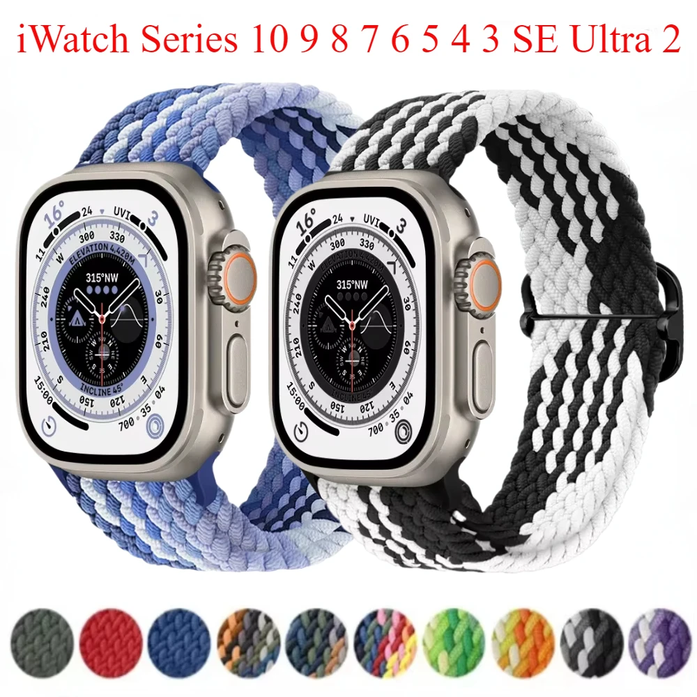 Nylon Strap for Apple Watch Band 10 9 8 7 45mm 41mm 42mm 46mm Ultra 49mm Breathable Comfortable Bracelet iWatch 6 5 4 SE2 Correa