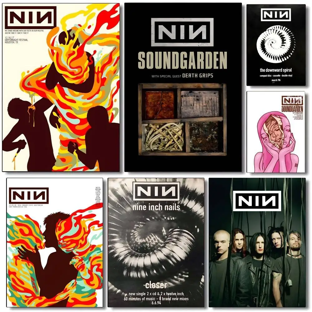 1 Stück Band N-Nine I-Inch Nails Poster Aufkleber Druck Wasserfester Wandkunstdruck für Wohnzimmer Schlafzimmer Heimdekoration