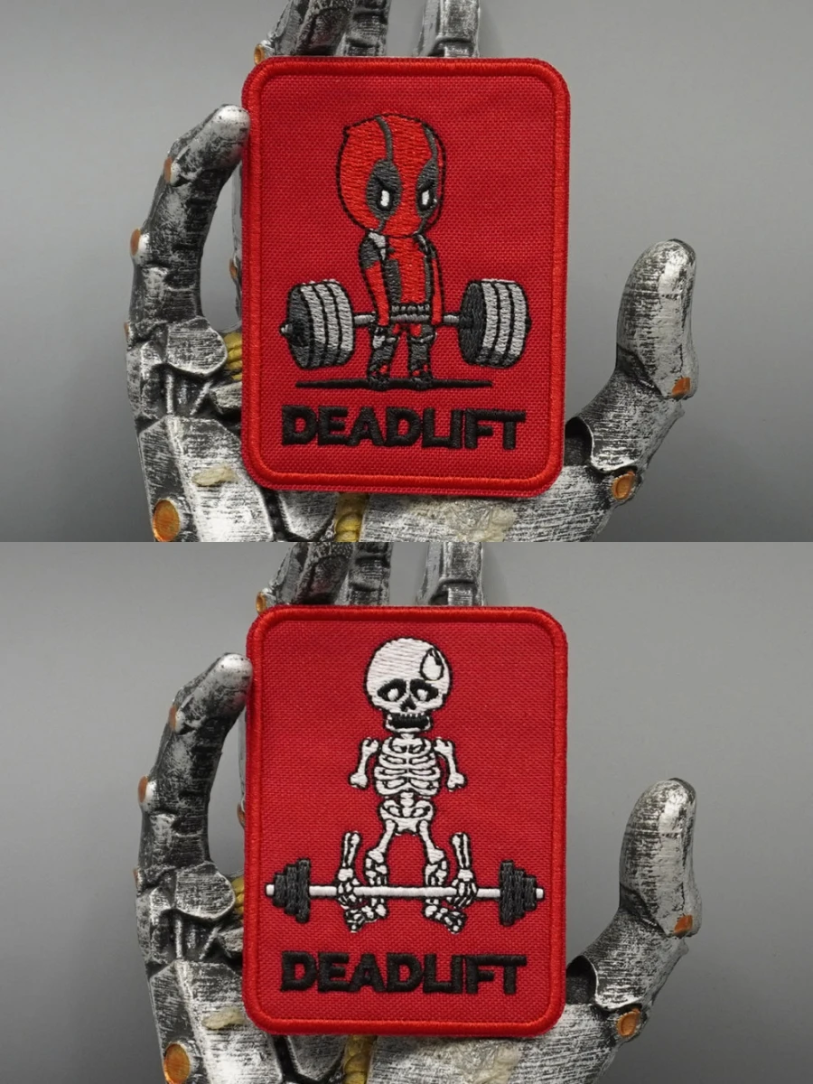DEADLIFT Gestickter Aufnäher, Applikations-Nähetikett für Punk-Biker-Band-Rockkleidung, Abzeichen, mit Klettverschluss oder zum Aufbügeln, anpassbar – Detail 1