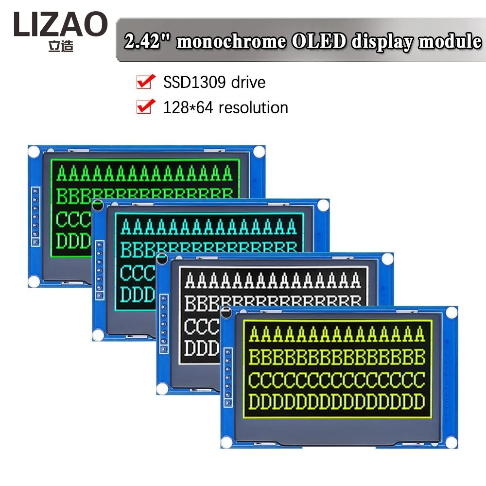 

Модуль OLED LIZAO 2,42 дюйма 128x64 SSD1309 12864 LCD с 7-контактным SPI I2C последовательным интерфейсом для проектов Arduino UNO R3 STM32 C51