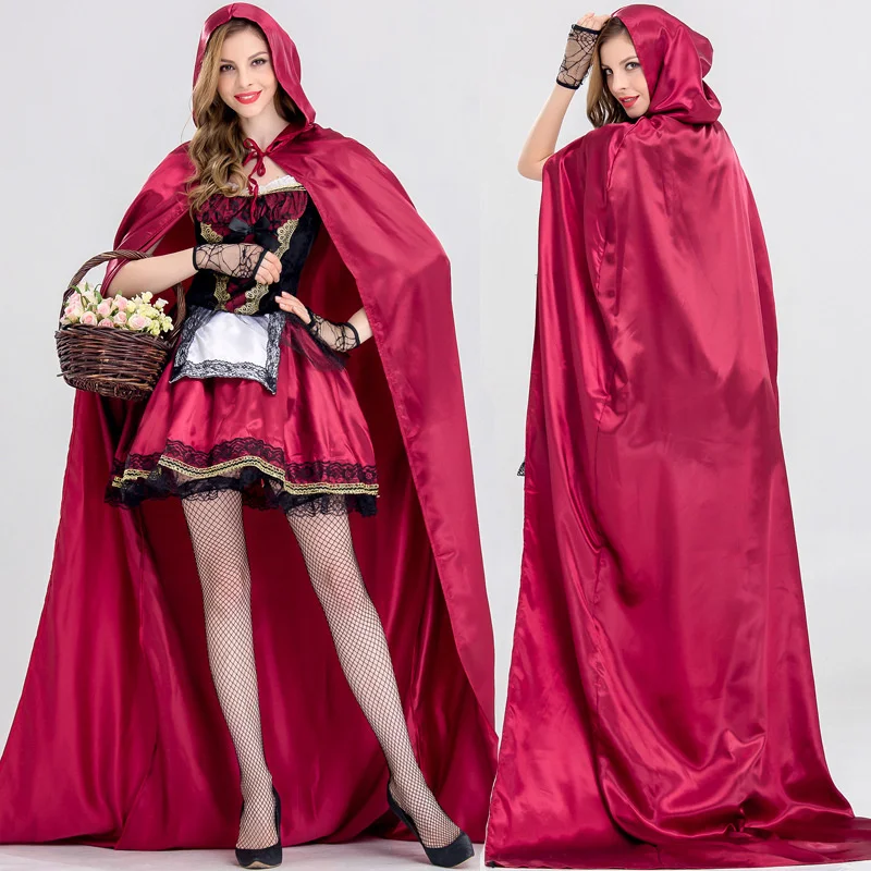 Adult Women sexy Halloween Cosplay Party Costume Little Red Riding Hooded Robe Lady Dress Suits Cloak Outfit For Girls