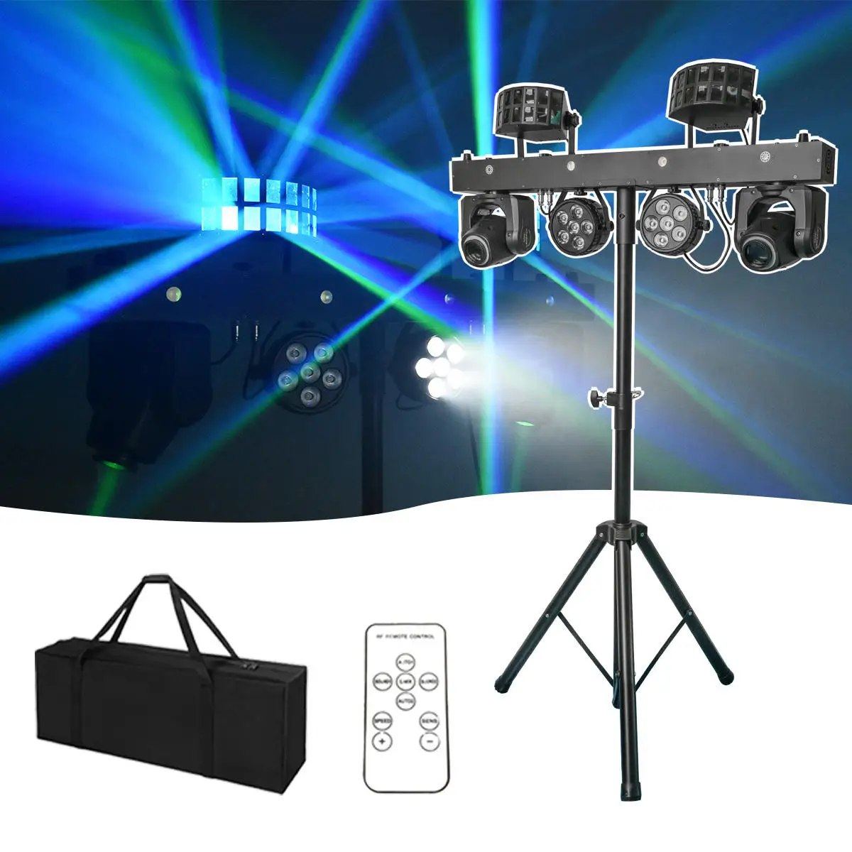 

4 в 1 Pro Портативное освещение DJ Stage Par Bar Kit Регулируемый штатив RGBW LED Laser DMX512 для вечеринки, свадьбы, диско-клуба