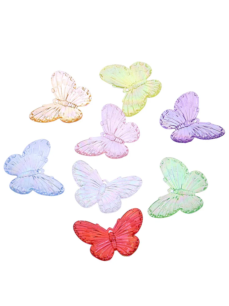 10pcs 8 Color 30*40MM Fashion Resin Gradient Butterfly Pendant Animal Charms For Woman Girls Cartoon Jewelry DIY Earrings