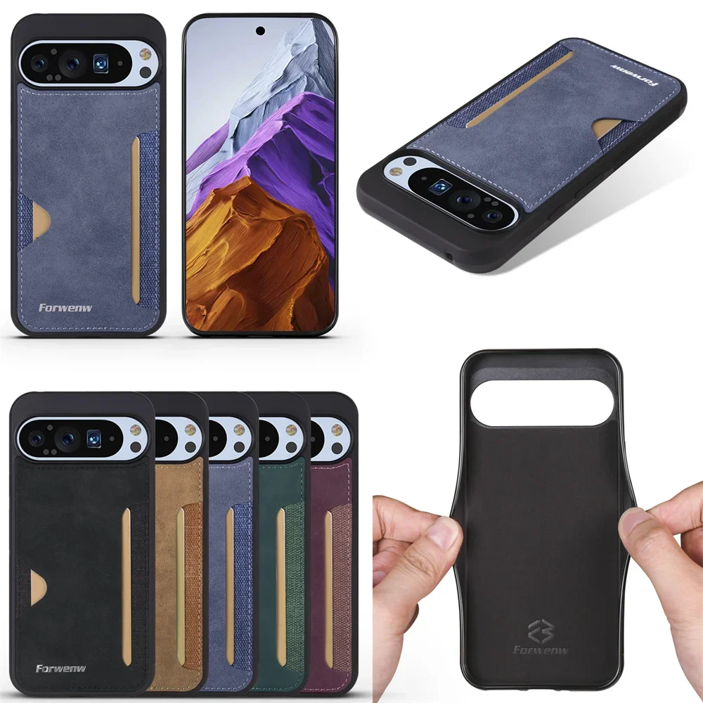 Handyhülle für Google Pixel 11 10 Pro XL Retro-Lederhülle mit Kartenhalter und Brieftaschenfunktion für Google Pixel 10 Pro 9A 9 Pro XL – Detail 8