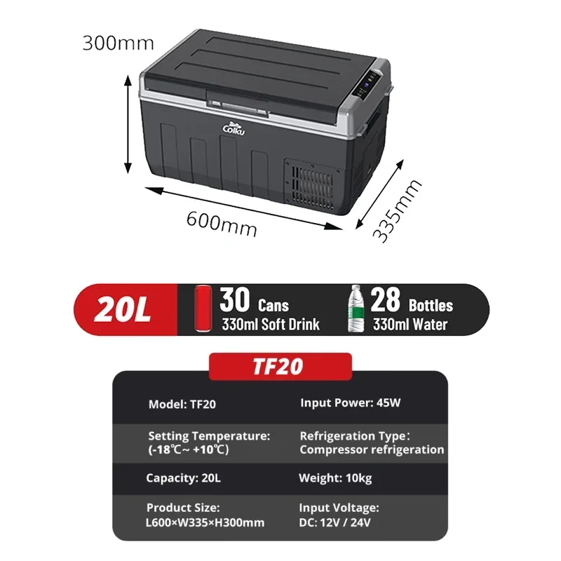 New Arrival Offroad Accessories 20L Small Capacity Mini Refrigerator Removable Single Door Truck Fridge