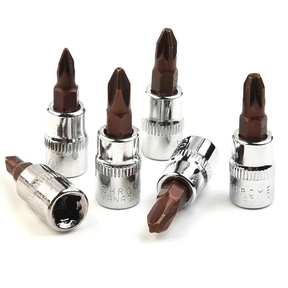 Отвертка Профессиональные отвертки 6 шт. Набор головок PH Pozi 1/4 привода в комплекте PH1 PH2 PH3 PZ1 PZ2 PZ3