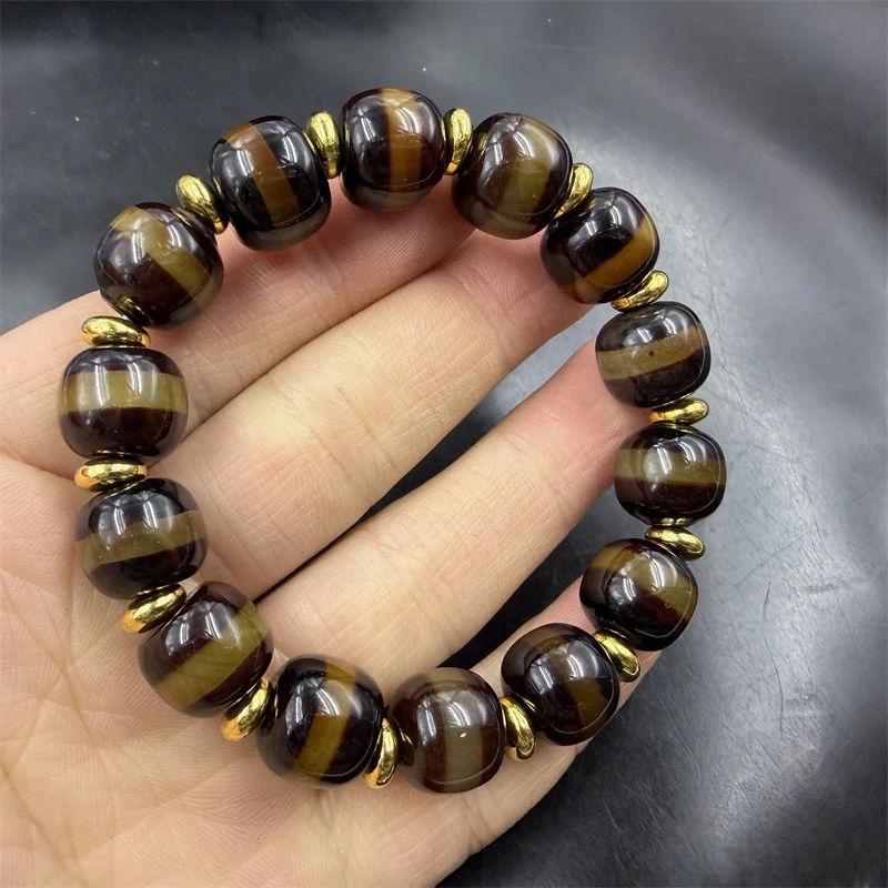 

Intricate Agate Old-style Bead Bracelet with Abacus Cylinder Beads, Fashionable and Versatile