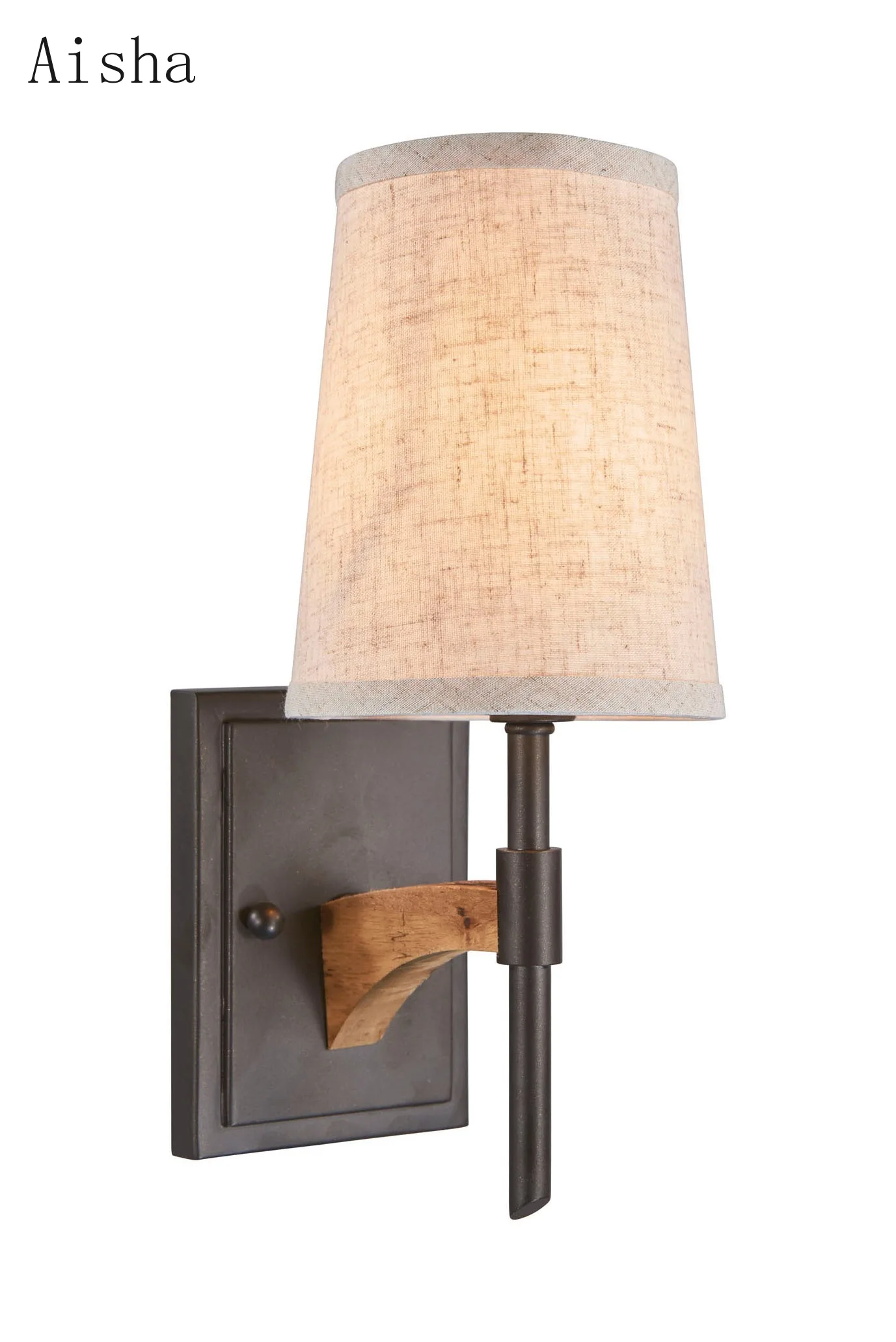 

American Fabric Solid Wood Art Wall Lamp Villa Homestay Living Room Study Bedroom Dining Room Wall Sconces for Home Decoration