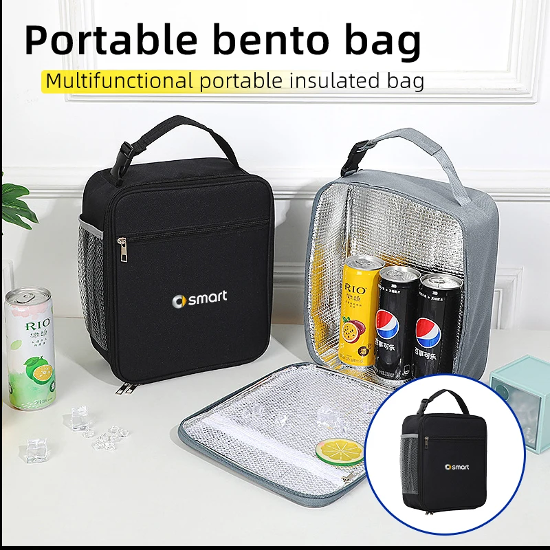 Bolsa de almuerzo para coche, contenedor de almuerzo aislado, almacenamiento de Picnic, caja Bento, organizador de alimentos para Smart Fortwo 451 450 453 Forfour EQ Cabrio C