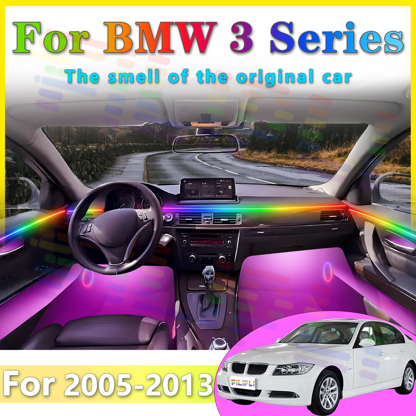 

FILIPLI для BMW 5 серии, внутренняя светодиодная лента, акриловая, 64 цвета, RGB, симфоническое приложение, работает для повышения работы