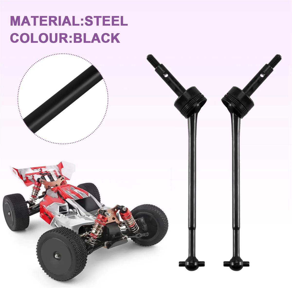 BAAA-2Pcs 45 Hardened Steel CVD Drive Shaft for Wltoys 144001 124019 LC Racing 1/14 RC Drift Car Upgrade Parts,A