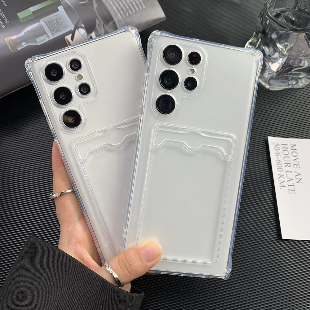 سيليكون حامل بطاقة جراب هاتف لسامسونج غالاكسي S25 الترا A56 5G A55 A54 A53 S24 FE S23 S22 زائد A52 فتحة للبطاقات غطاء Funda