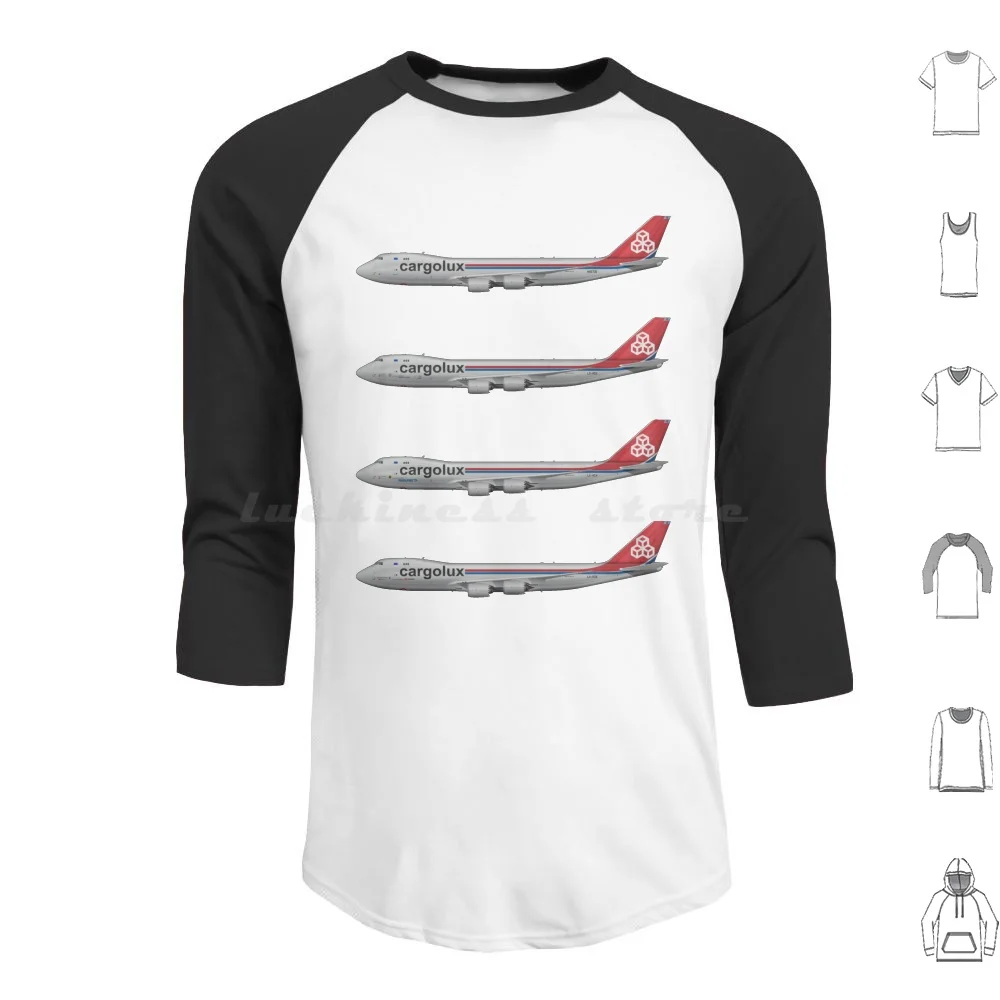 Sudaderas con capucha Boeing 747-8r7f-Cargolux de manga larga Cargolux Cargo Freighter Lufthansa Eu Avión Aviones Aeroespacial Aviación