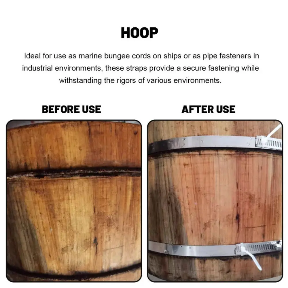 

0.5/1m New Stainless Steel Hose Clamp Strap Adjustable Flexible Duct Clamp Zip Ties for Pipeline Fixation