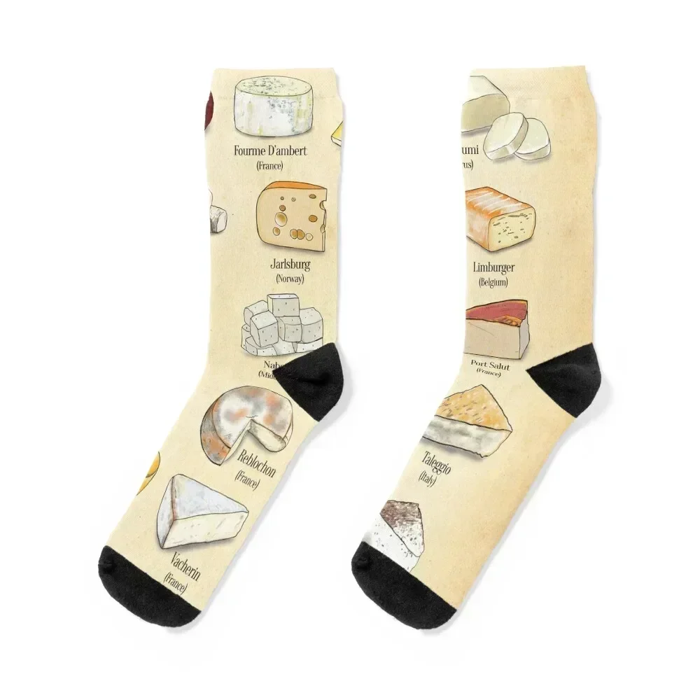 

A-Z of Cheese, Cheese Alphabet Socks gift luxe Hiking boots Socks Girl Men's