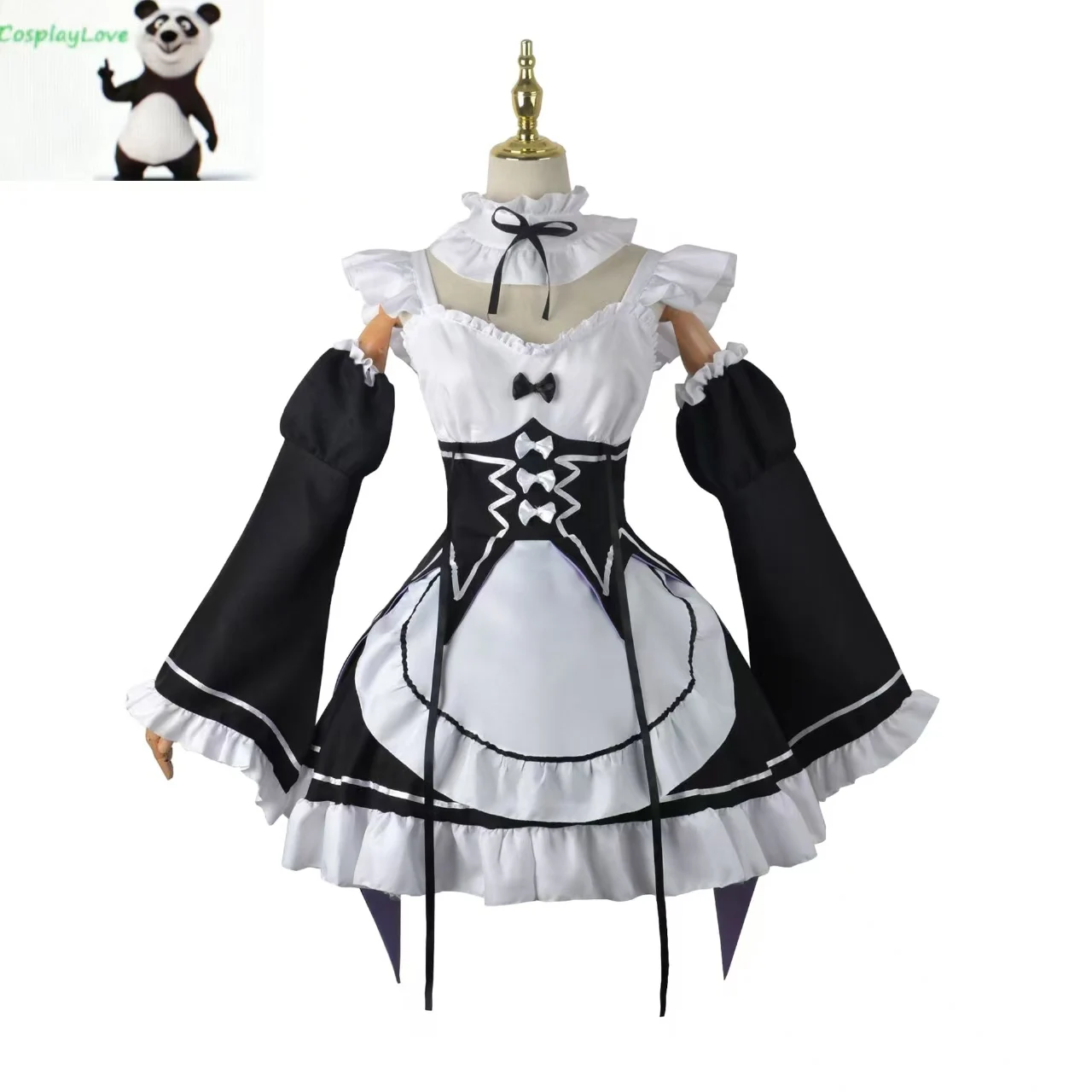 

Костюм для косплея Rem от CosplayLove: Платье горничной, полный комплект с головным убором и фартуком для Хэллоуина и Comic Con