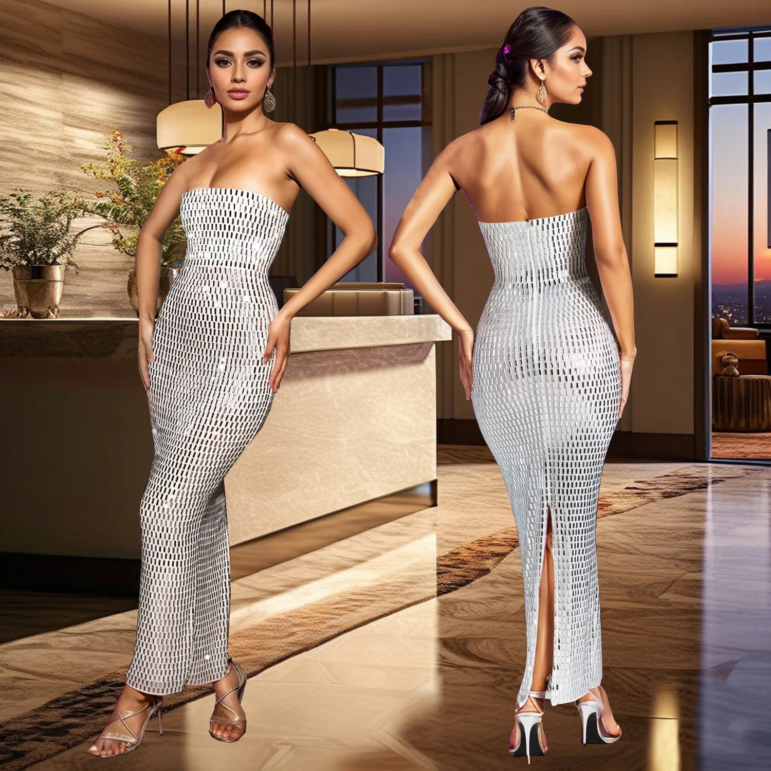 Moda feminina sólida quente diamante sem mangas vestidos de tricô feminino vestidos de casamento para mulher vestido de verão