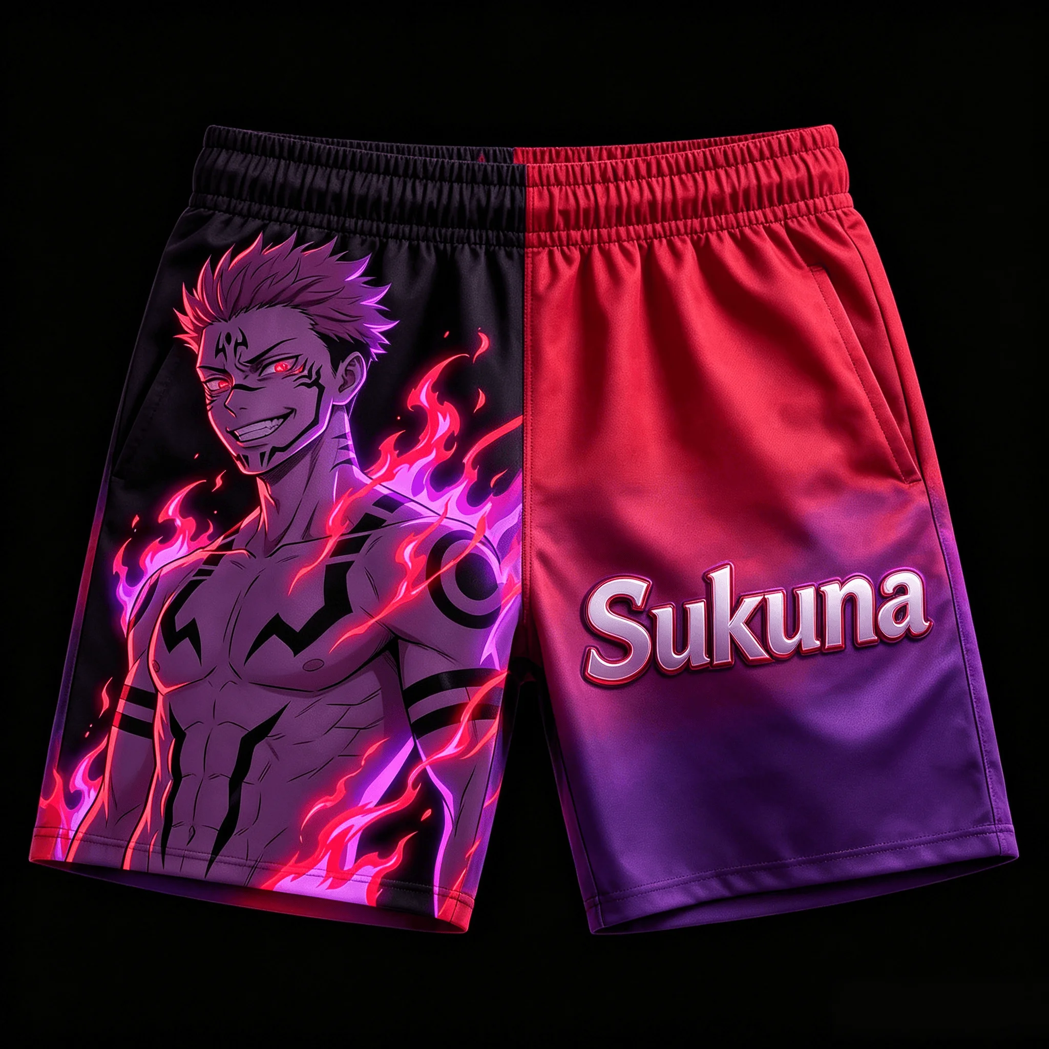 2026 Summer Jujutsu Kaisen Ryomen Sukuna Quick Dry Gym Shorts, Men's Unisex Anime Print Running Sports Board Streetwear Shorts