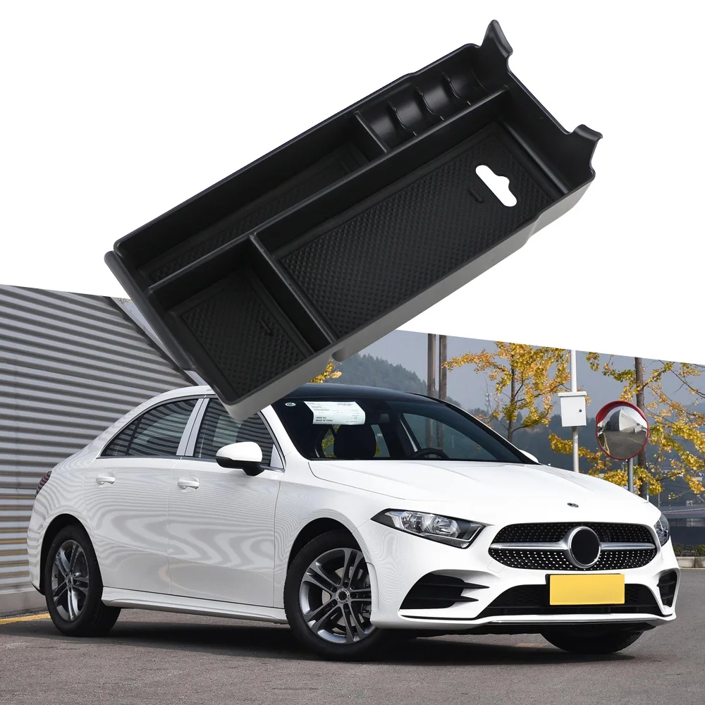Para Mercedes Benz Clase A W177 A180 A200 2019 Clase B W247 GLB Clase X247 2020 consola central Interior de coche caja de almacenamiento con reposabrazos