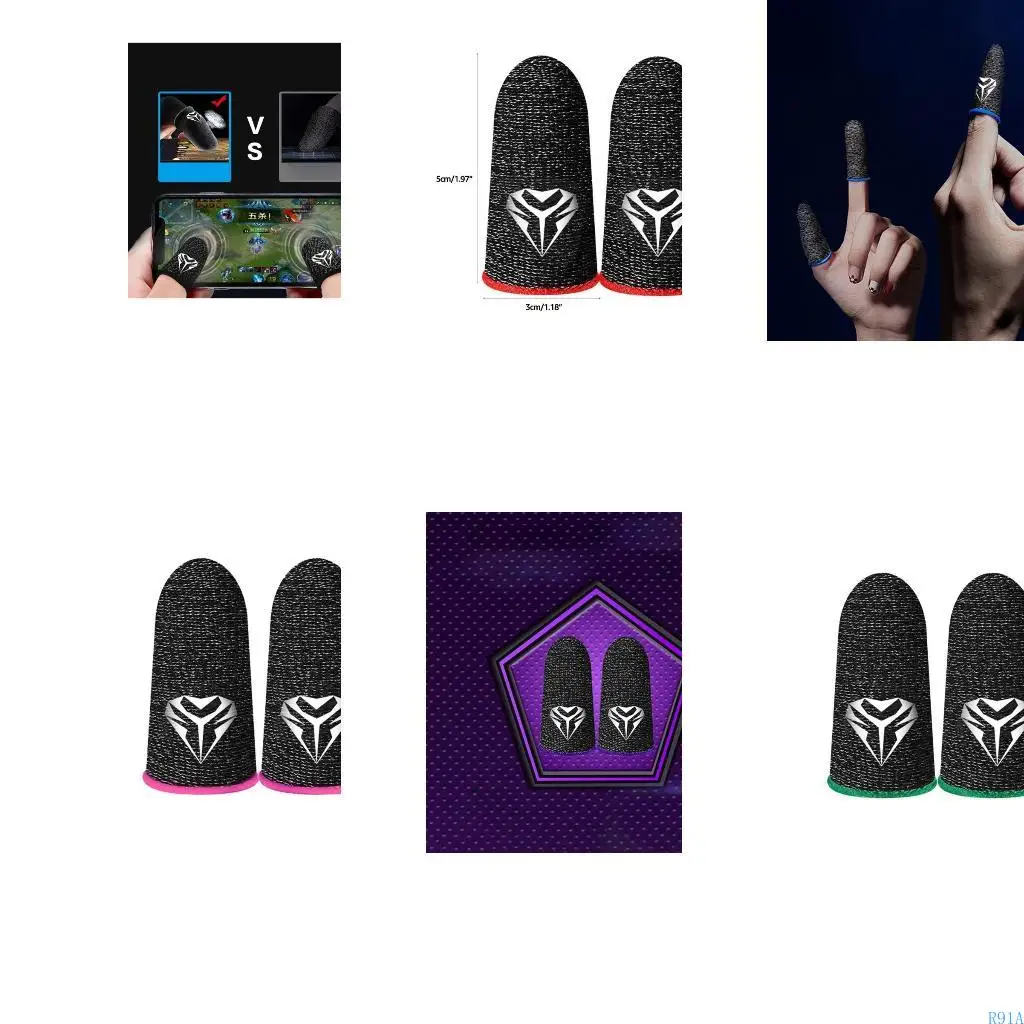 모바일 게임 컨트롤러 용 R91A 게임 핑거 슬리브, 0.3mm 전도성 실버 섬유 방지 통기성 게임 장갑