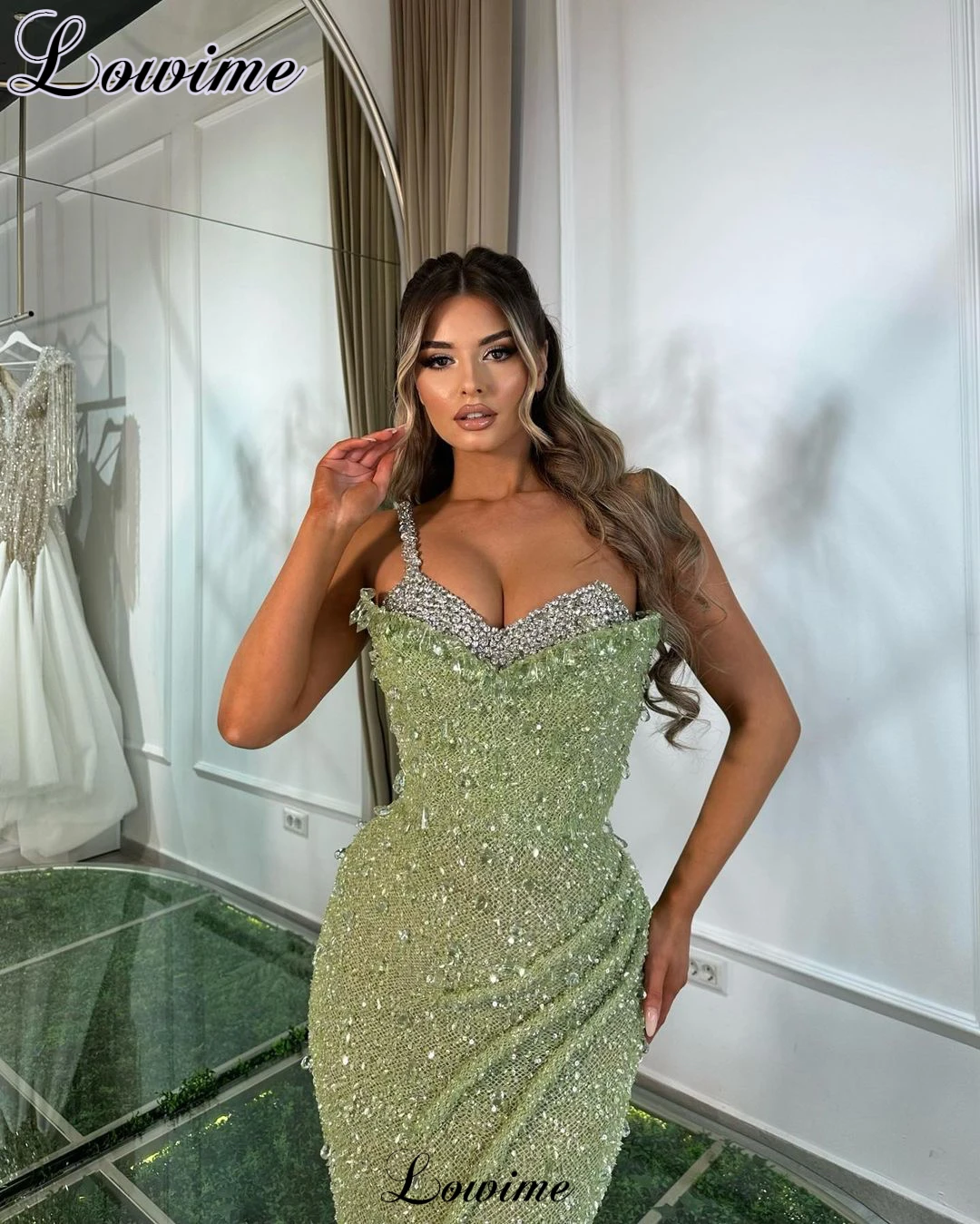 Sleeveless Green Mermaid Cocktail Dresses 2023 Sexy Prom Dresses With Crystals Wedding Party Dresses Vestidos De Cóctel Custom