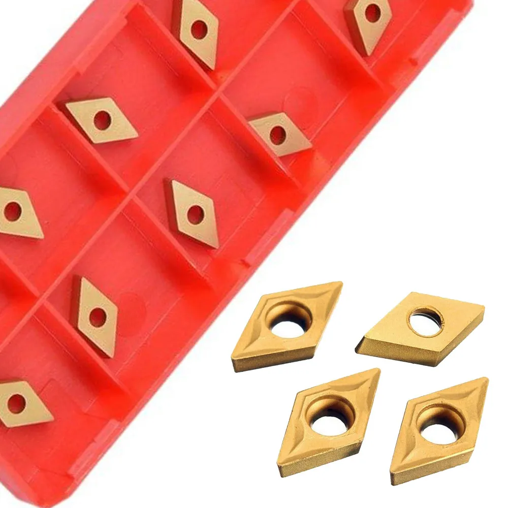 7 X 7 X 2mm Blade Accessries CNC Lathe Cutter DCMT070204 YBC251 Gold Carbide Inserts Golden Parts 10Pcs/kit Useful