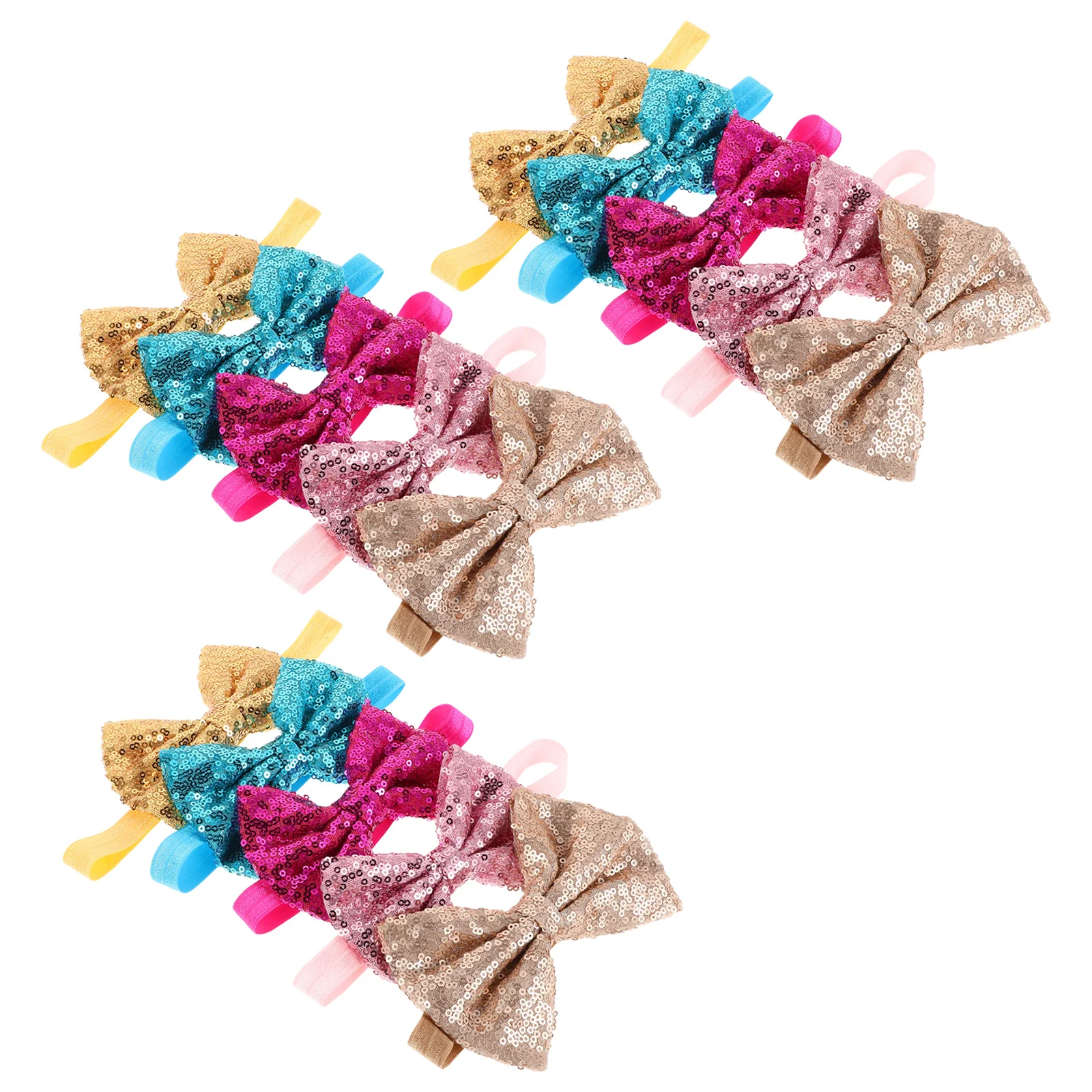 

15pcs Baby Girl Hair Accessories Newborn Toddler Headbands Sequin Bow Band Comfortable Party Photo Props