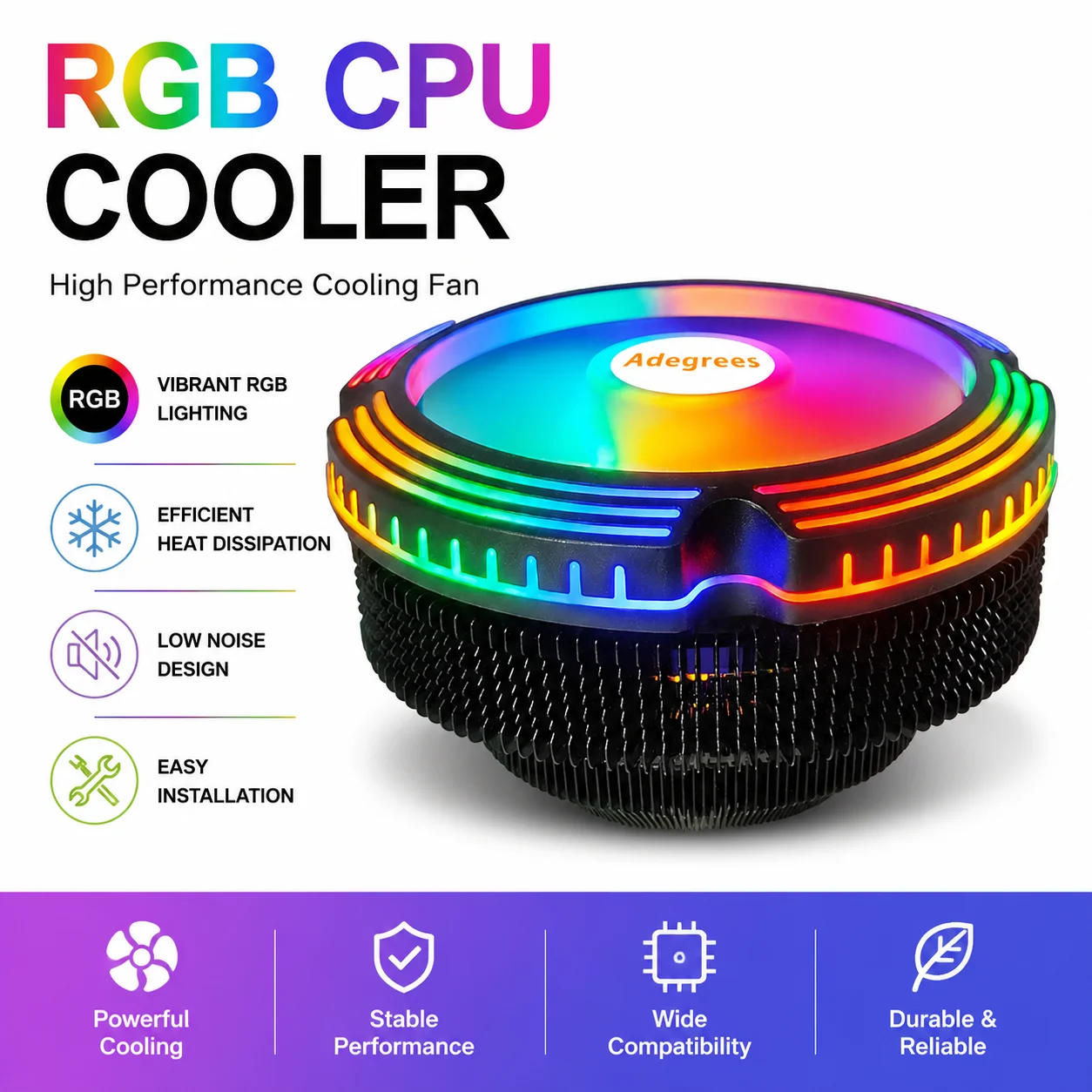120MM CPU Air Cooler 4PIN PWM PC Radiator Cooling CPU Fan for Intel 1366 2011 1700 1200 1150 1155 1156 X79 X99 AM3 AM4 AM5
