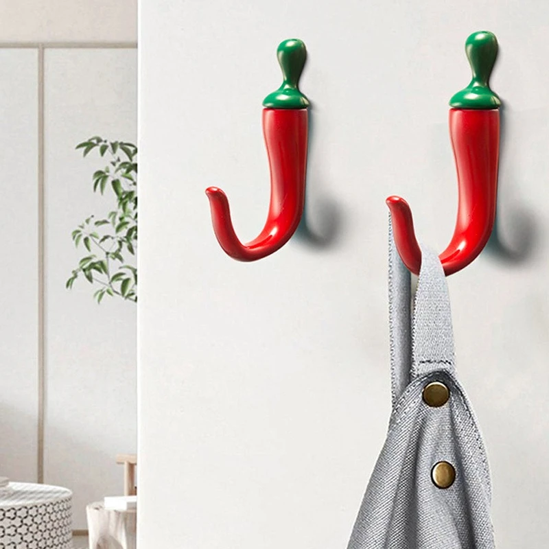 1 Stück Chili-förmiger Haken, kreativer Wandhaken für die Aufbewahrung von Kleidung und Schlüsseln an der Eingangstür