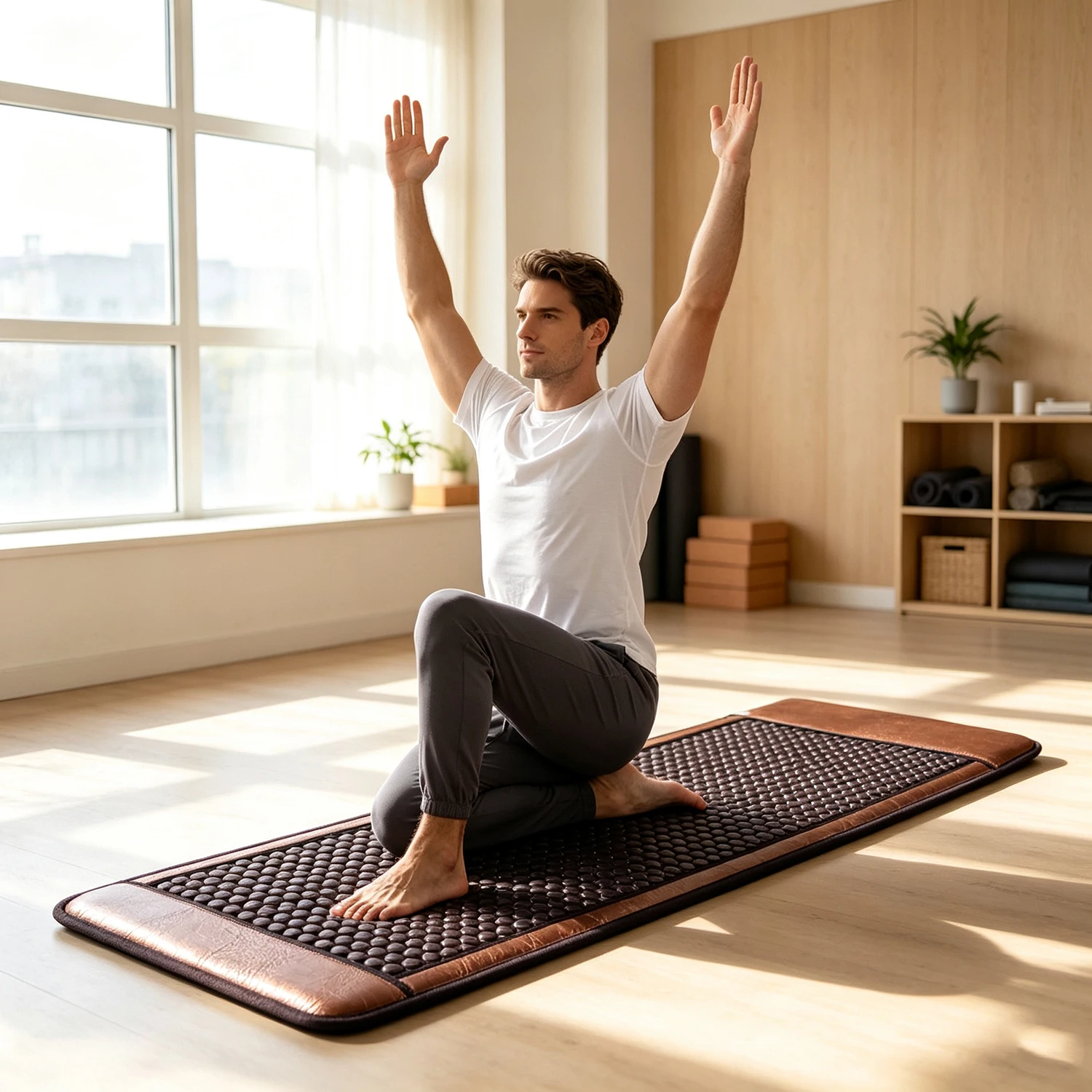 Natural Germanite Electrite Heating Mattress Massage Cushion for Relieving Back Pain Muscle Relaxation Warmth Home Yoga Health