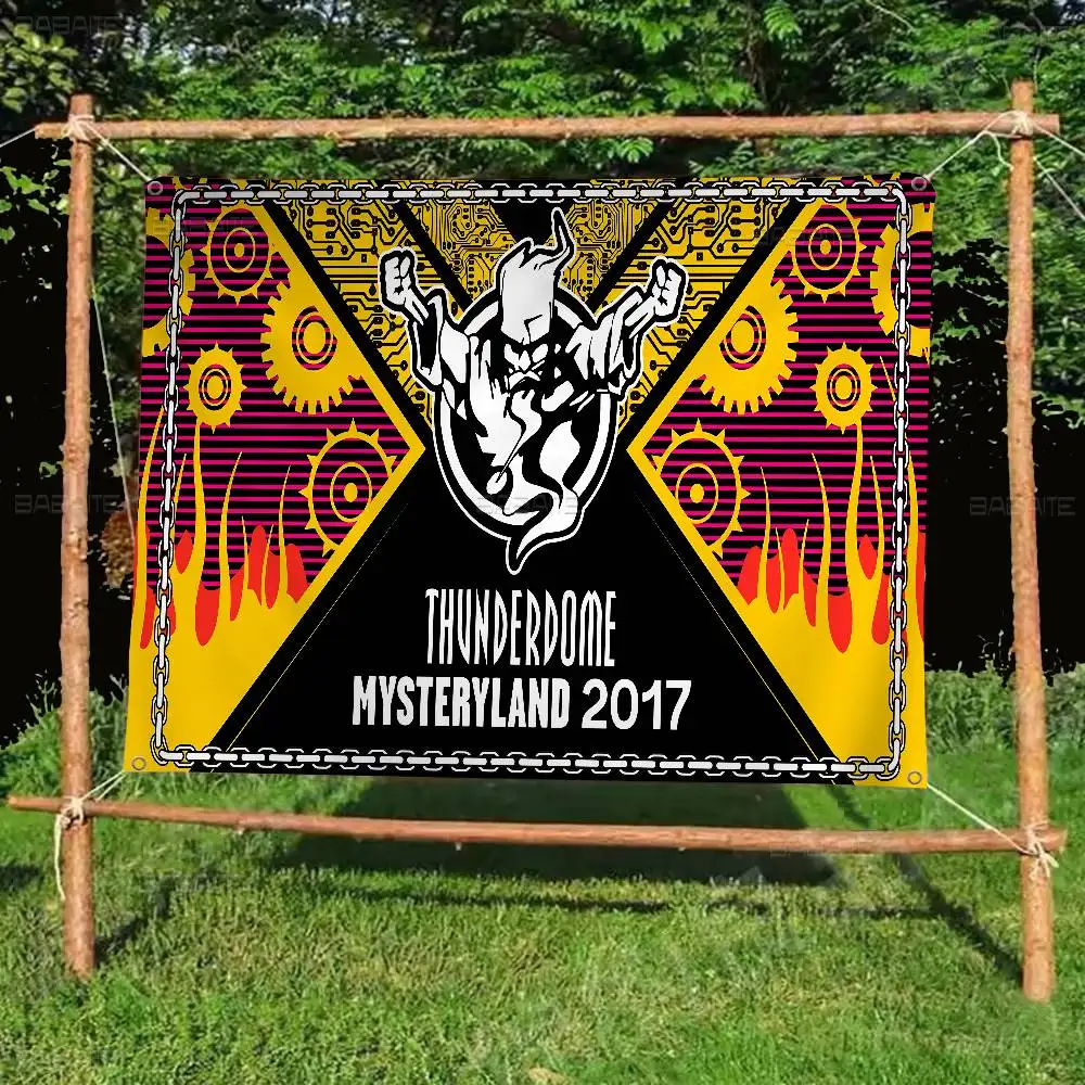 Music H-Hunderdome Small Size Cheerleading Banner Hand Pulled Flag Outdoor Atmosphere Flags