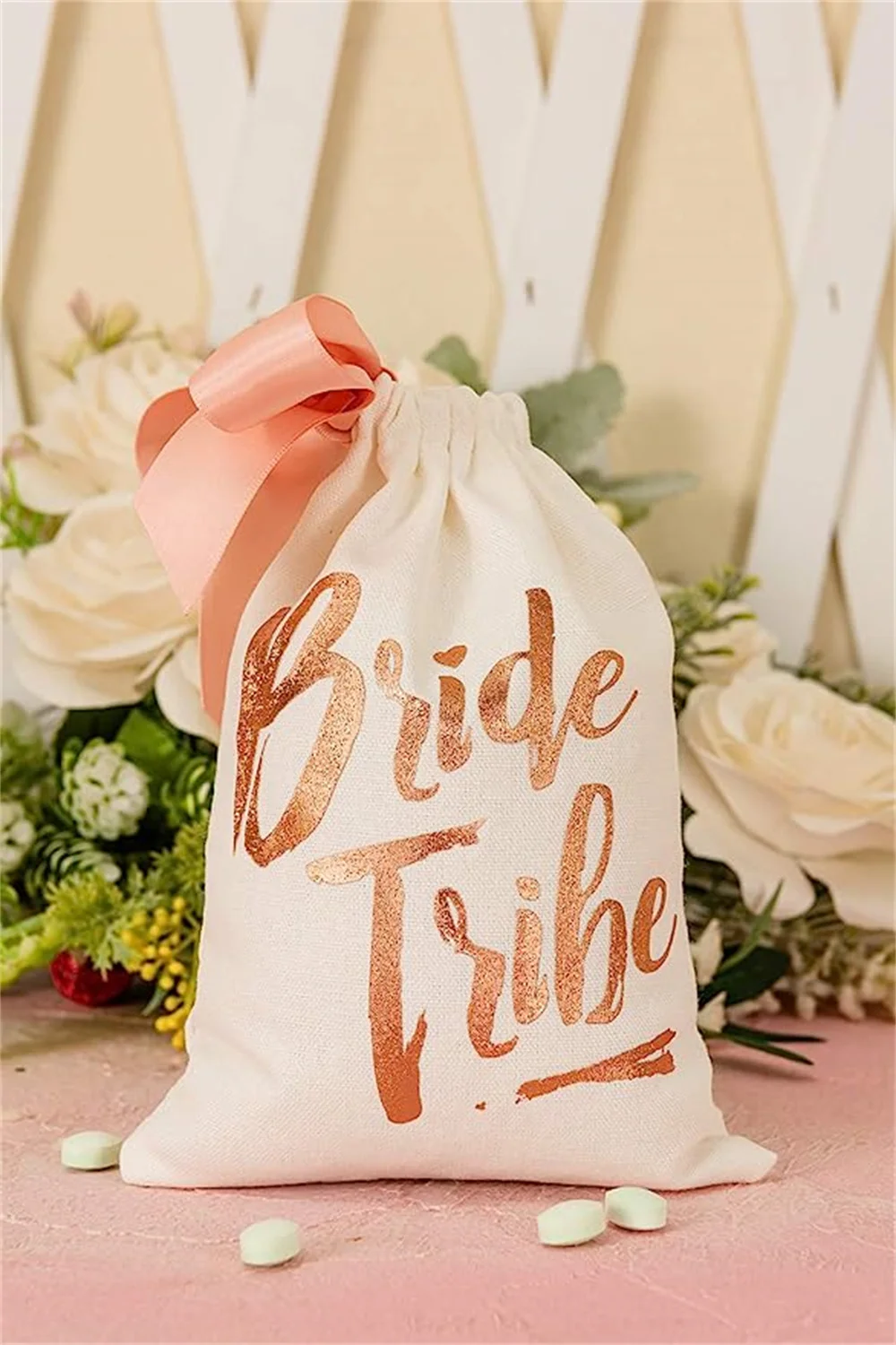 20pcs Bridal Shower Party Gift Bags,  Rose Gold Foil