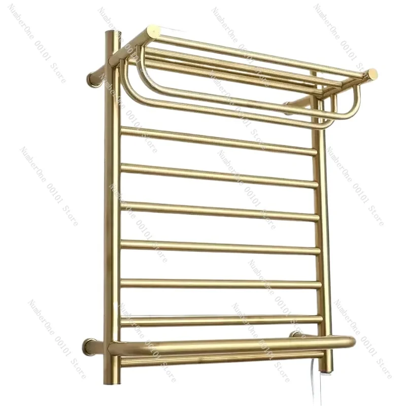 

NEW IP56 Fashion wall mounted Gold Towel warmer rack AC110-240V 304 stainless steel waterproof Electric towel rack for bathroom