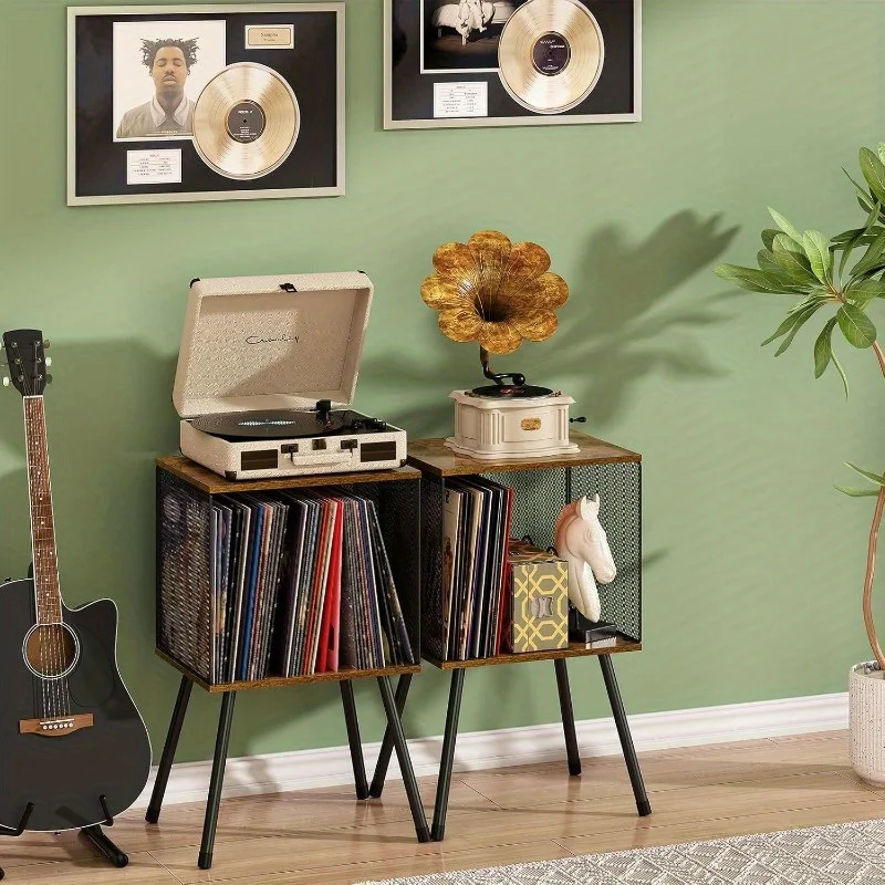 Simple Retro Compact Record Player Table Vinyl Record Storage Rack Adjustable Baffle Record Rack New Product