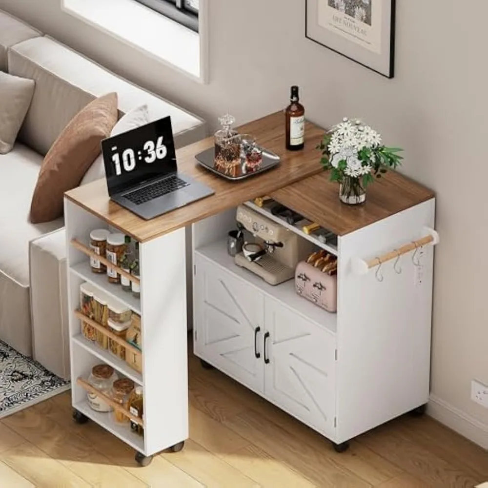 ไอส์แลนด์ครัวพร้อมที่เก็บของและเต้ารับไฟฟ้า, ไอส์แลนด์ครัวแบบมีล้อพร้อมโต๊ะอาหารแบบขยายได้, รถเข็นครัวพร้อม