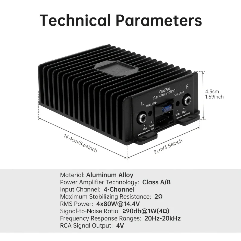 4Channel80W x 4ClassA/BAudio modification power amplifier Android car player digital sound processor，Plug-and-play full-range am