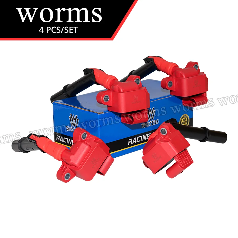 เวิร์มส์คอยล์จุดระเบิดประสิทธิภาพสูงเรซซิ่ง 4 ชิ้นชุดสำหรับเมอร์เซเดส C260 C300 E300 CLA260 2.0L 2649060200