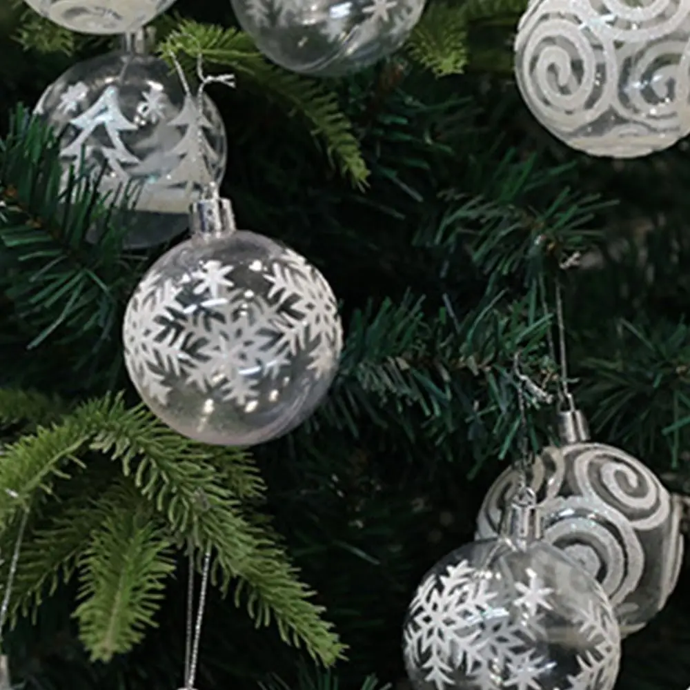 6pcs Crafts 6cm Christmas Ball Creative Waterproof Christmas Tree Pendant Delicate Hanging White Painted Ball Gift