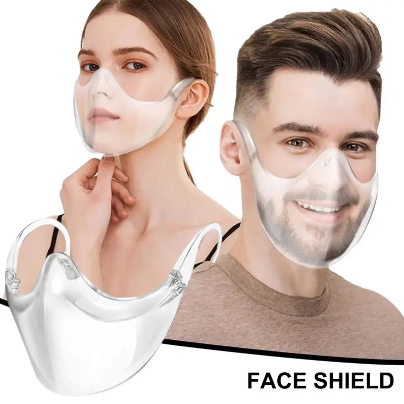 Kitchen Anti-oil Clear Face Shield Reusable Face Mouth Shield With Adjustable Sliding Parts Anti-oil Anti-saliva Clear Cover For