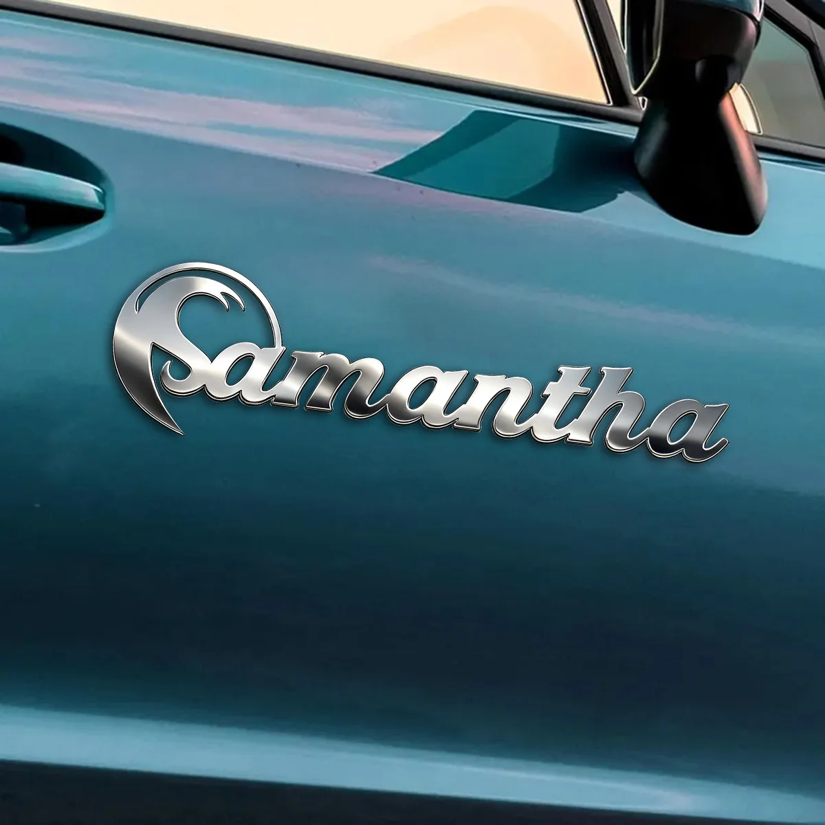 

Trendy Spiral Metal Stainless Steel Custom Logo 3D Silver Color Car Sticker Fender Trunk Badge Decal Car Decorative Accessories