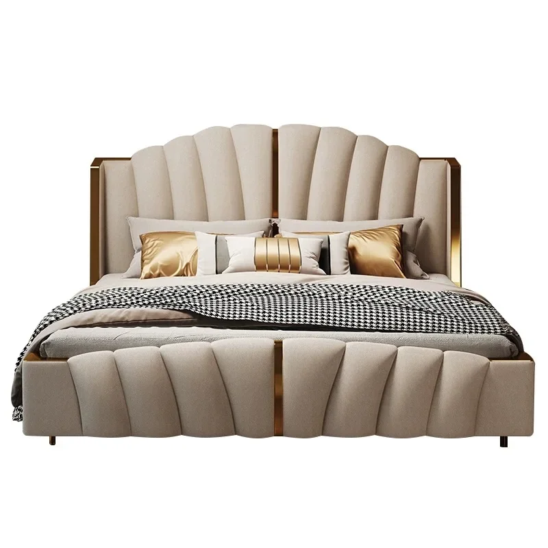 

Hot Sales Luxury Modern Cooling Leather Steel/Metal Folding Wooden Bed Home Hotel For King/Queen/Double Bedroom Furniture For Ap