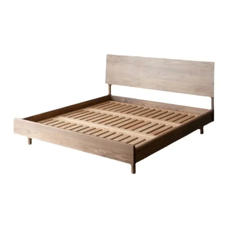 

Nordic imported light luxury simple double bed all solid wood black walnut