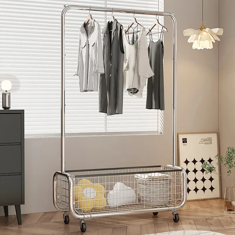 

Clothes rack floor bedroom hanging clothes rack mobile luxury corner coat rack overnight storage clothes rack.