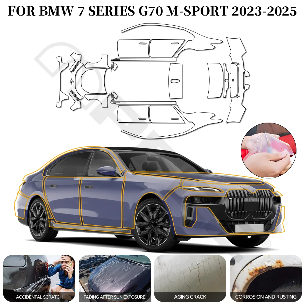 

For BMW 7 Series G70 M Sport 2023 PPF TPU Pre-cut Paint Protection Film Anti-Scratch Invisible Clear Resistant Car Wrap Film